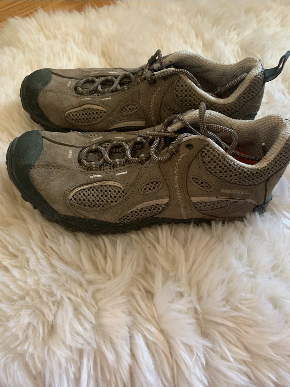 Merrell Taupe Mesh Suede Hiking Shoes